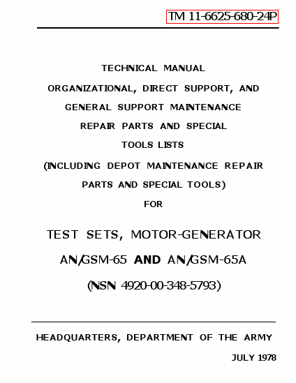 TM 11-6625-680-24P Technical Manual